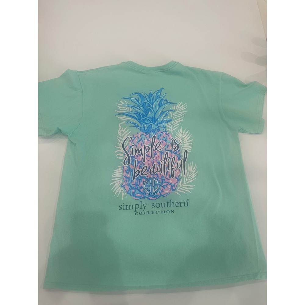 Simply Southern Mint Green Pineapple Simple is Beautiful T-Shirt Large - Picture 8 of 9